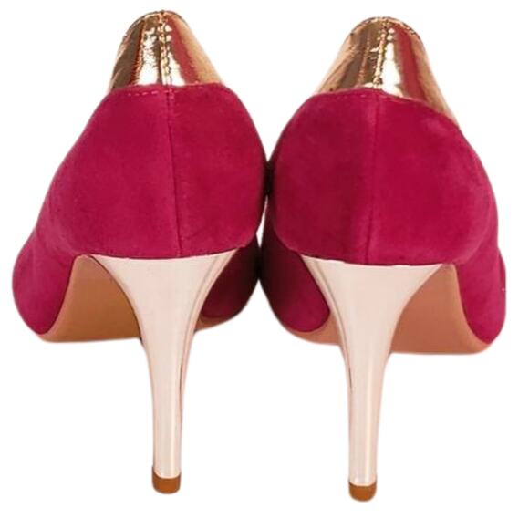 BEAUTISOLES BARDOT PINK & BLUE METALLIC STILETTO PUMP WITH GOLD ACCENT SIZE 6.5 - Picture 4 of 11